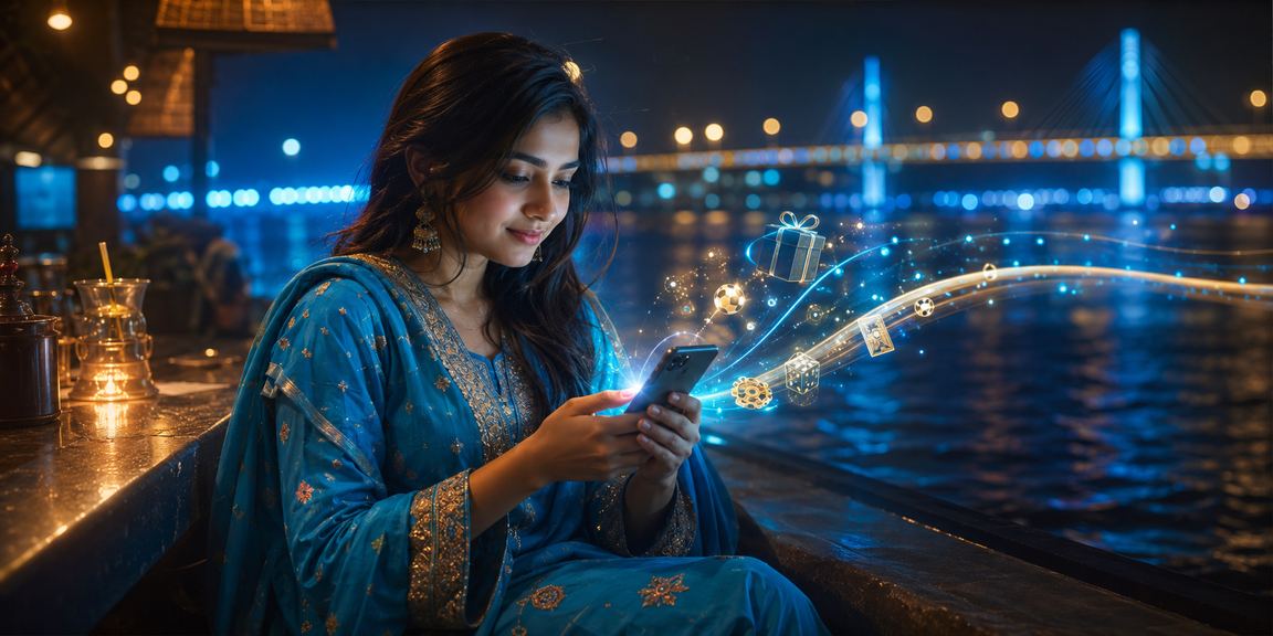 ময়মনসিংহে সালোয়ার কামিজ পরা একজন সদস্য মোবাইল পেমেন্ট করছেন
